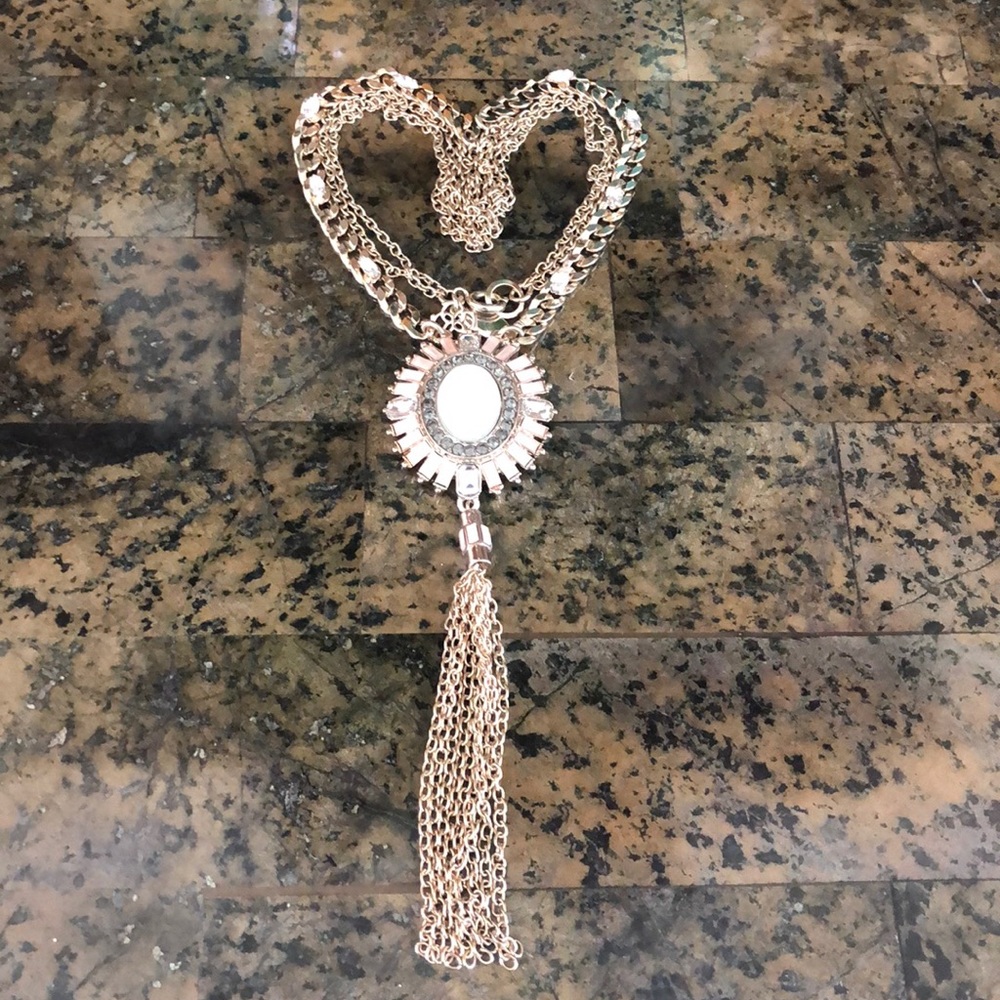 Ann Taylor white & light pink glass pendant
